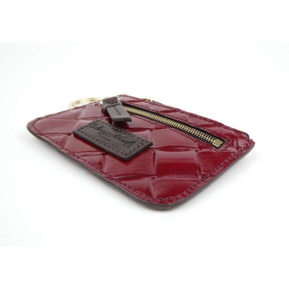 Dooney & Bourke Burgundy Quilted Leather Keychain Wallet Card Holder With Zipper - Picture 5 of 16